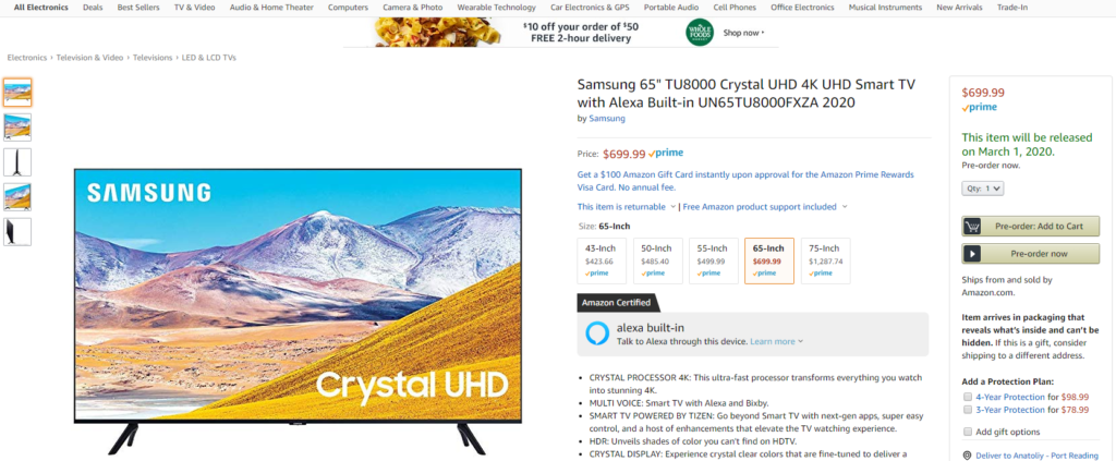 Crystal UHD TV Samsung
