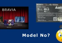 Поиск номера модели телевизора Sony