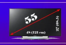 55 дюймый телевизор его размеры, LED, OLED, QLED