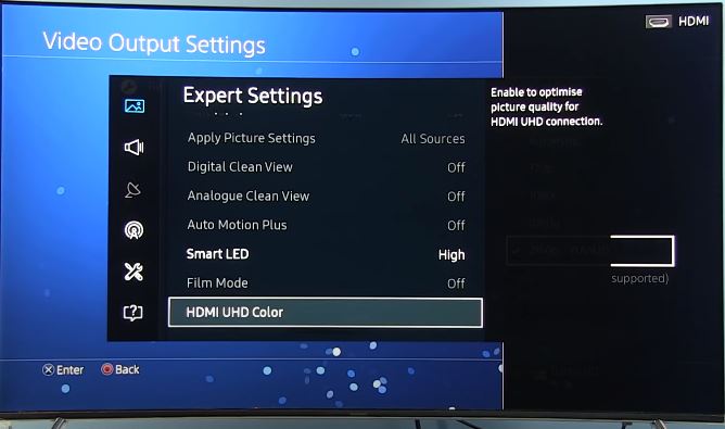 setting HDR TV samsung 4k